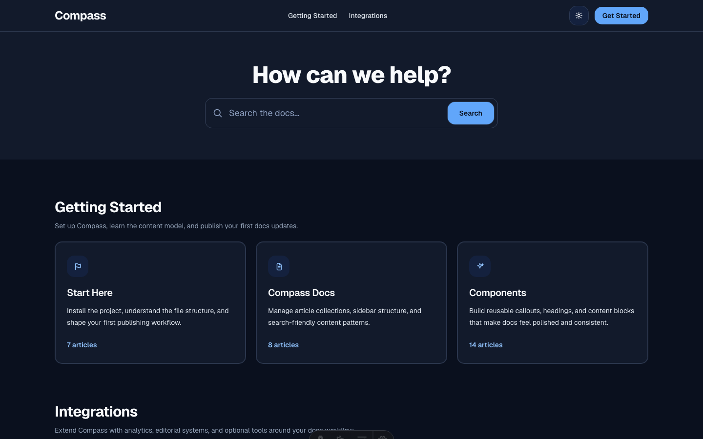 Compass website template — page 2