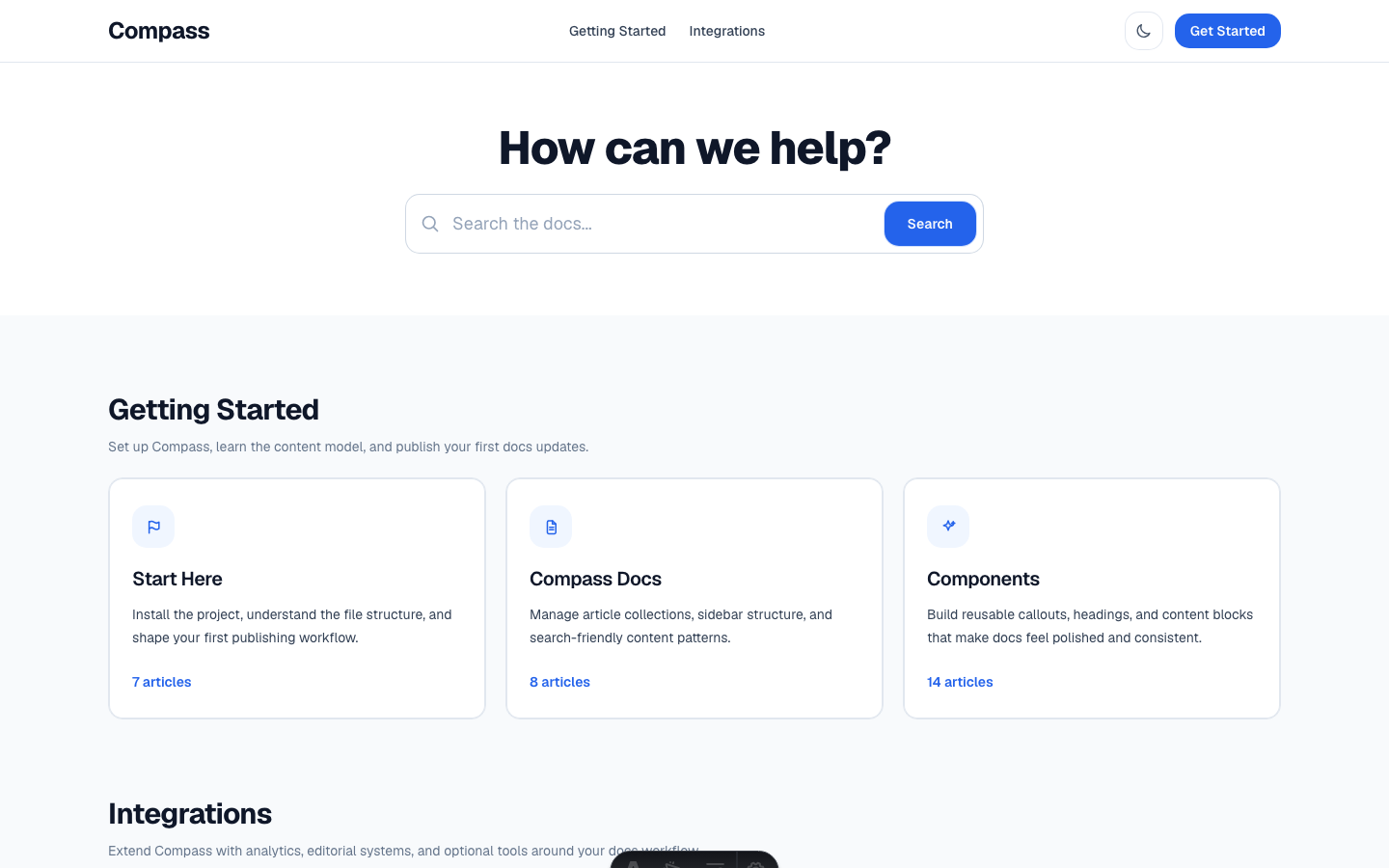 Compass website template preview