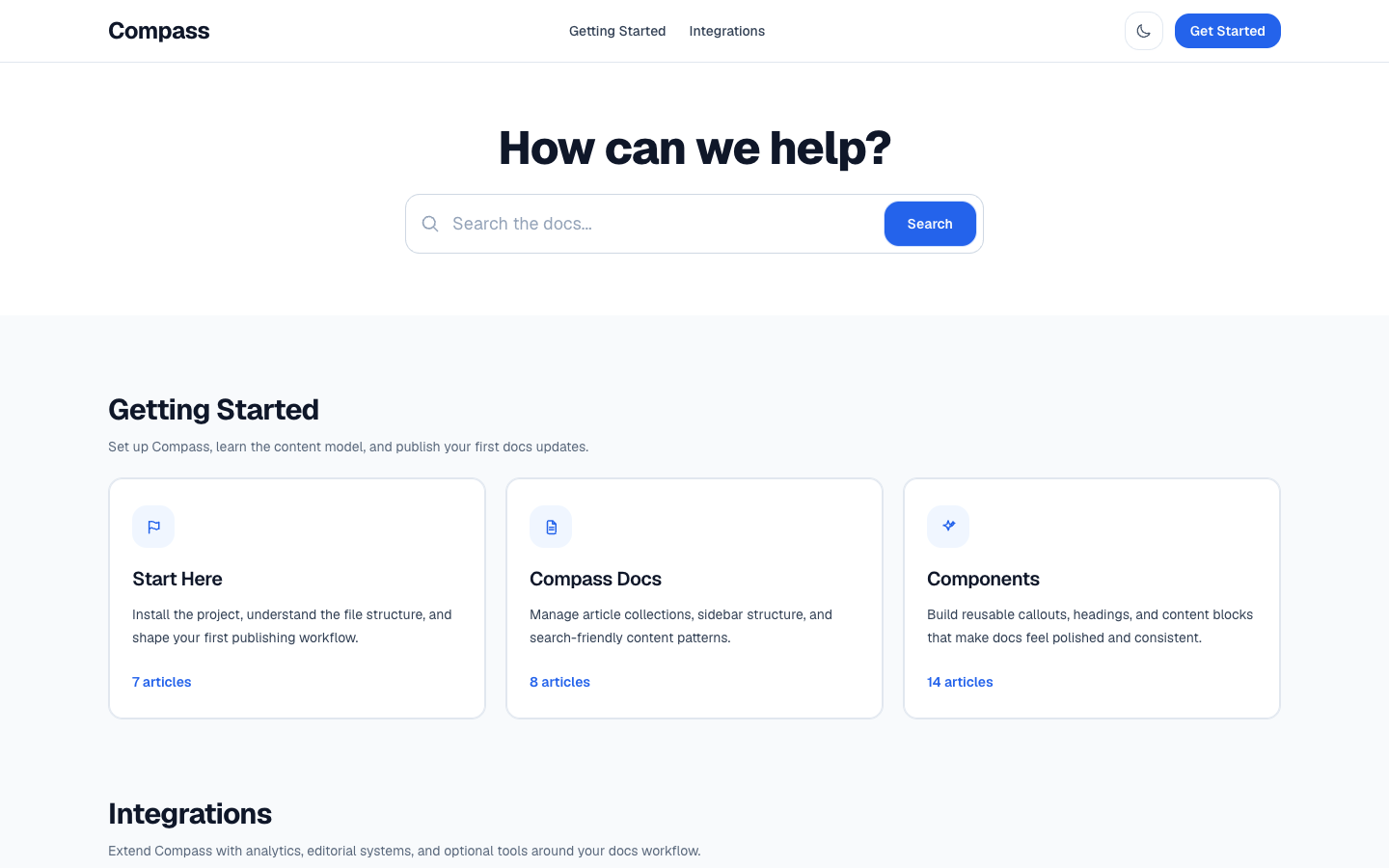 Compass website template preview