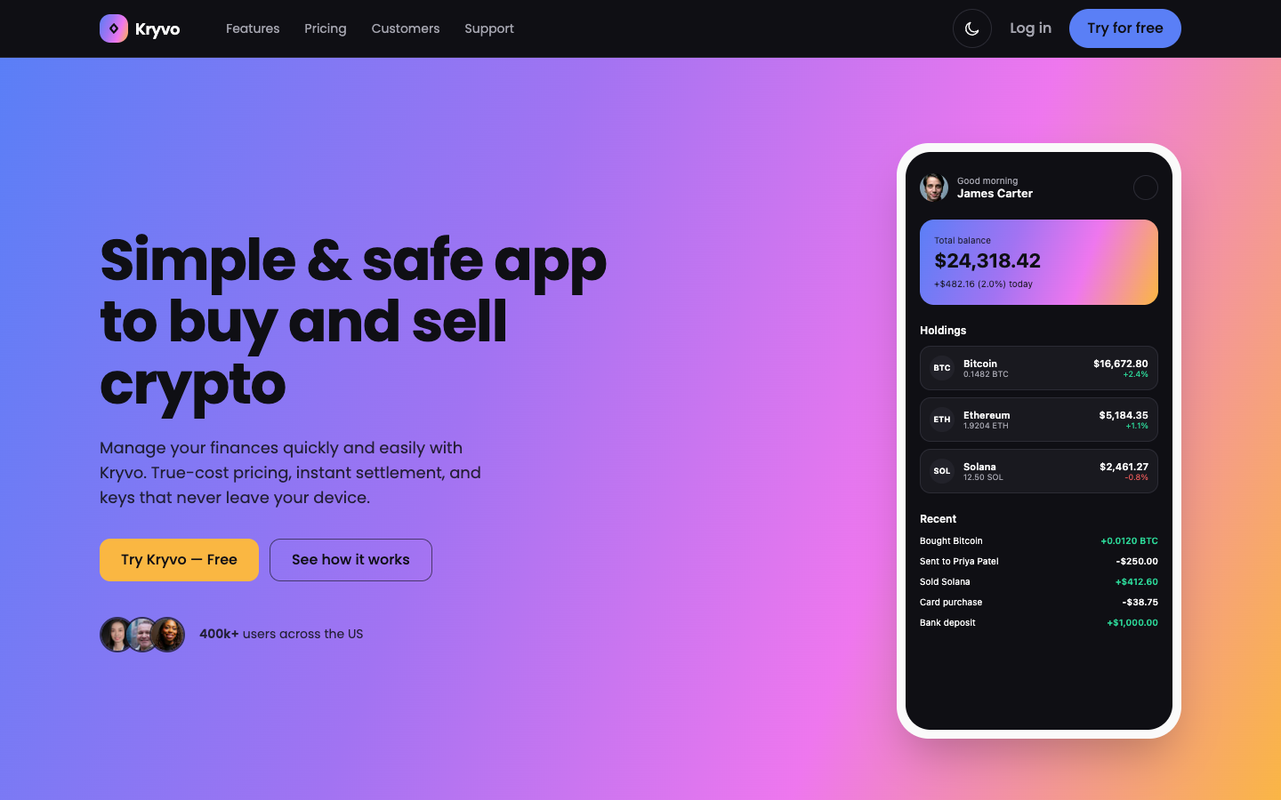 Kryvo website template preview 2