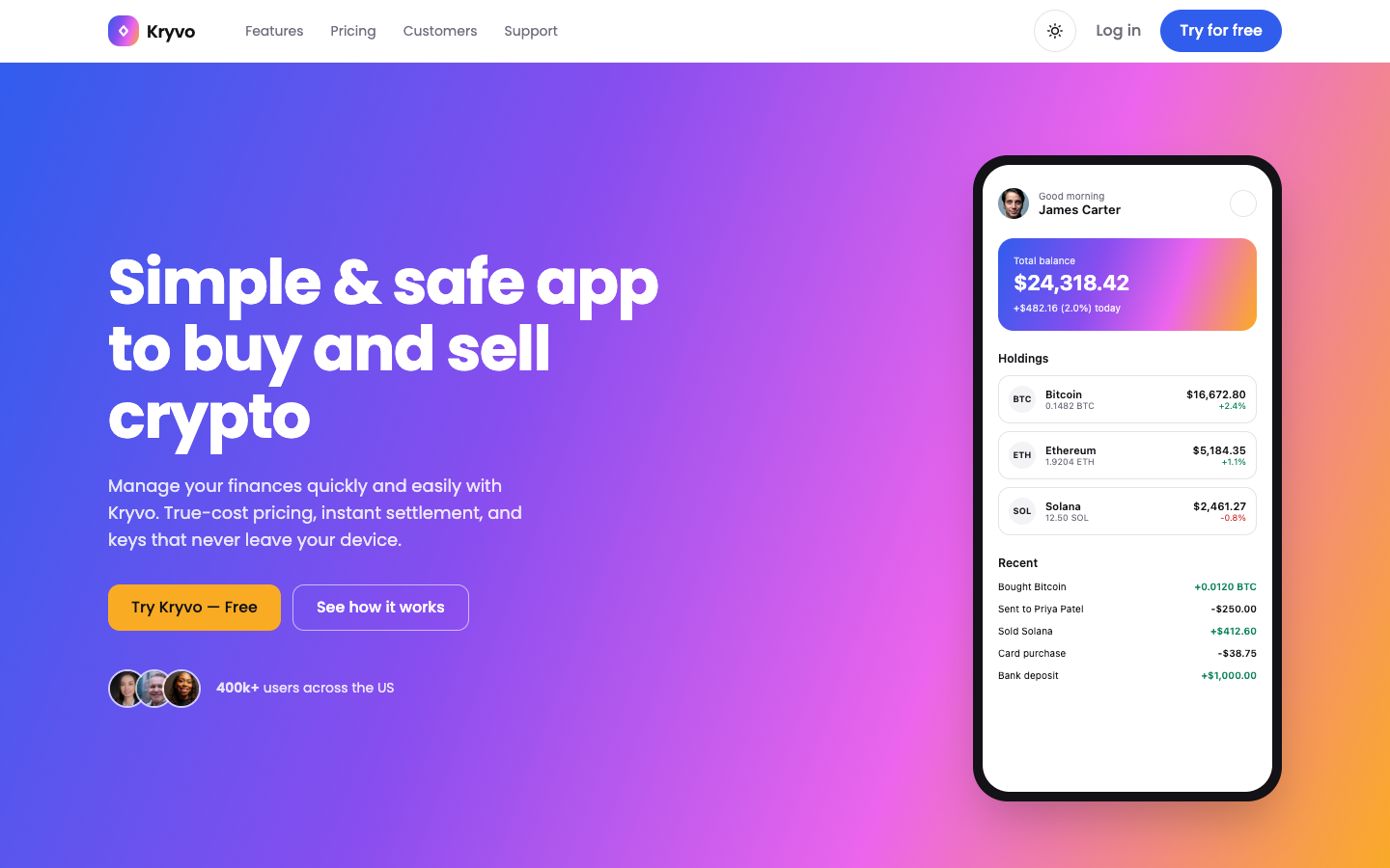 Kryvo website template preview