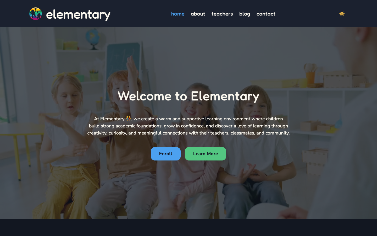 Elementary website template preview 2