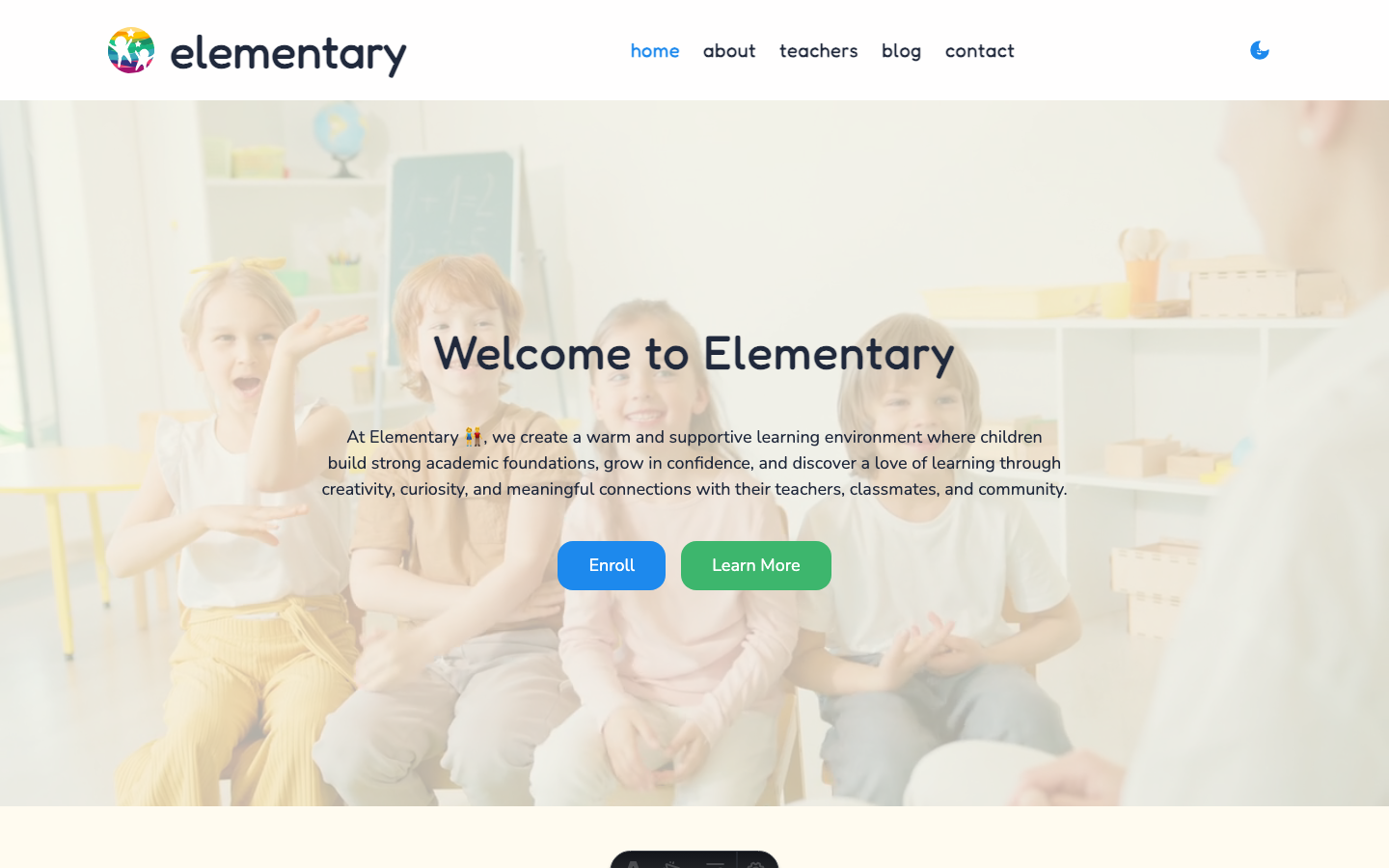 Elementary website template preview