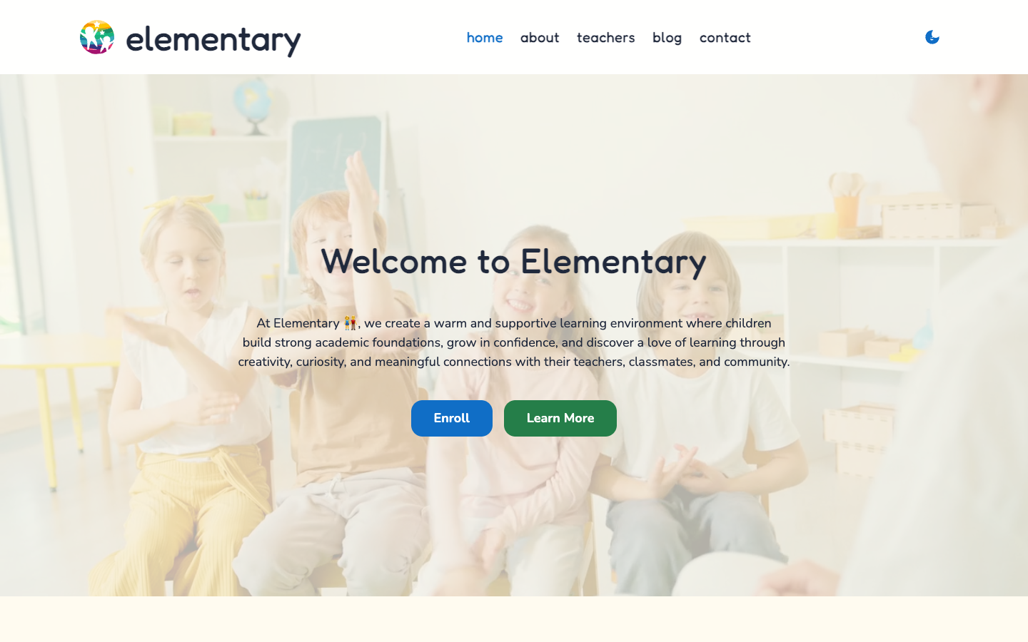 Elementary website template preview