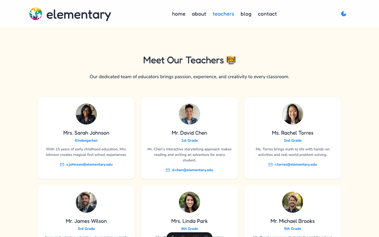 Elementary website template — page 5