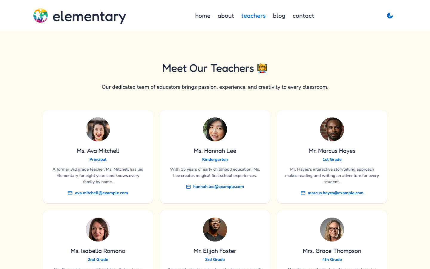 Elementary website template preview 5