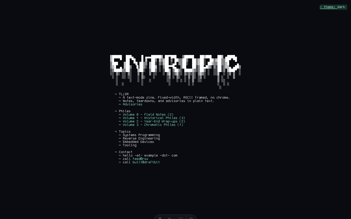 Entropic website template — page 2