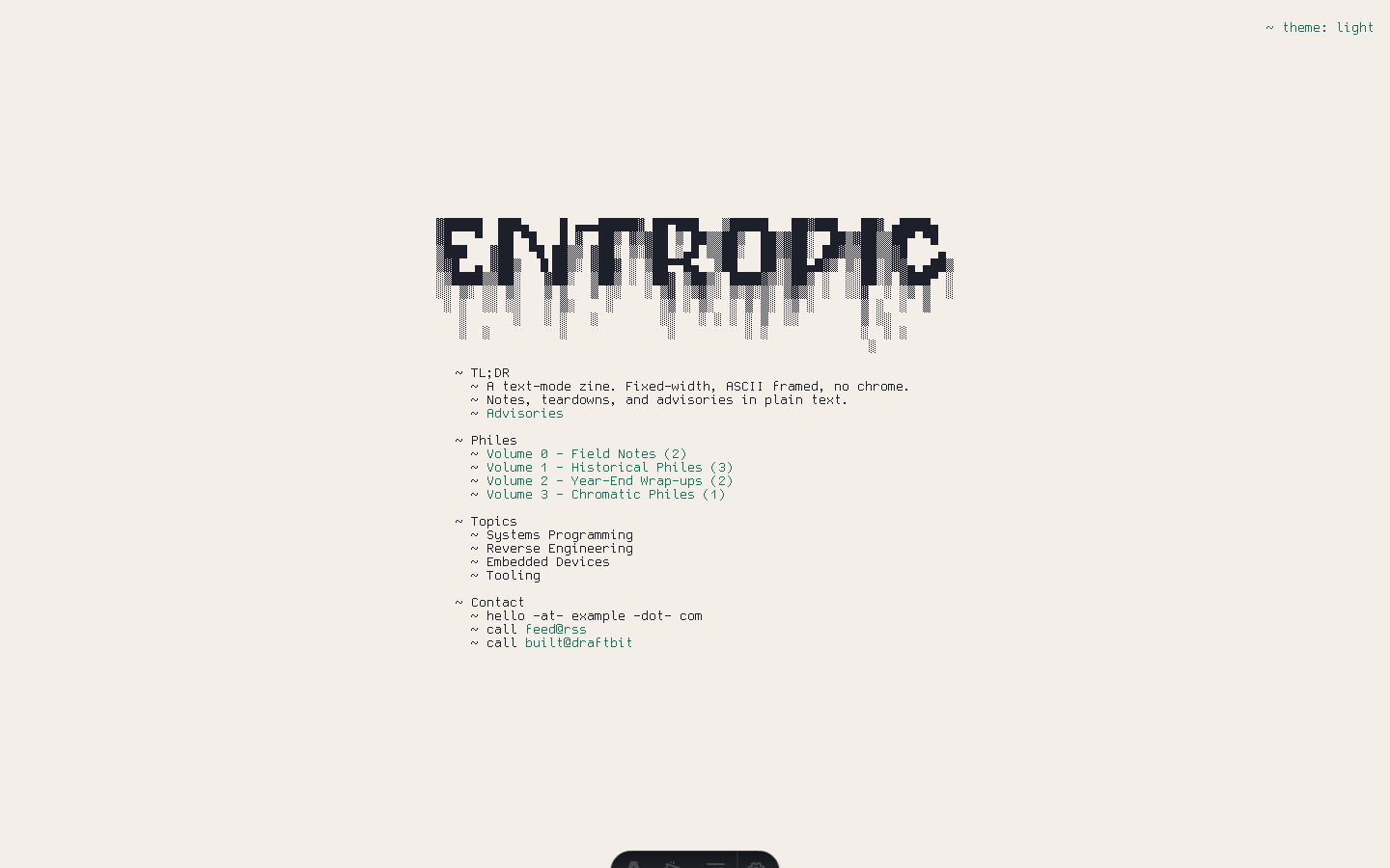 Entropic website template preview