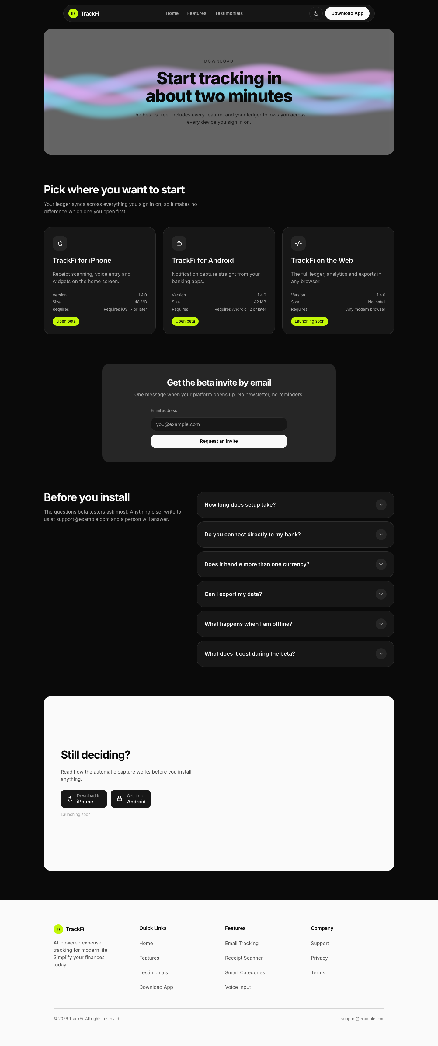 TrackFi website template preview 6