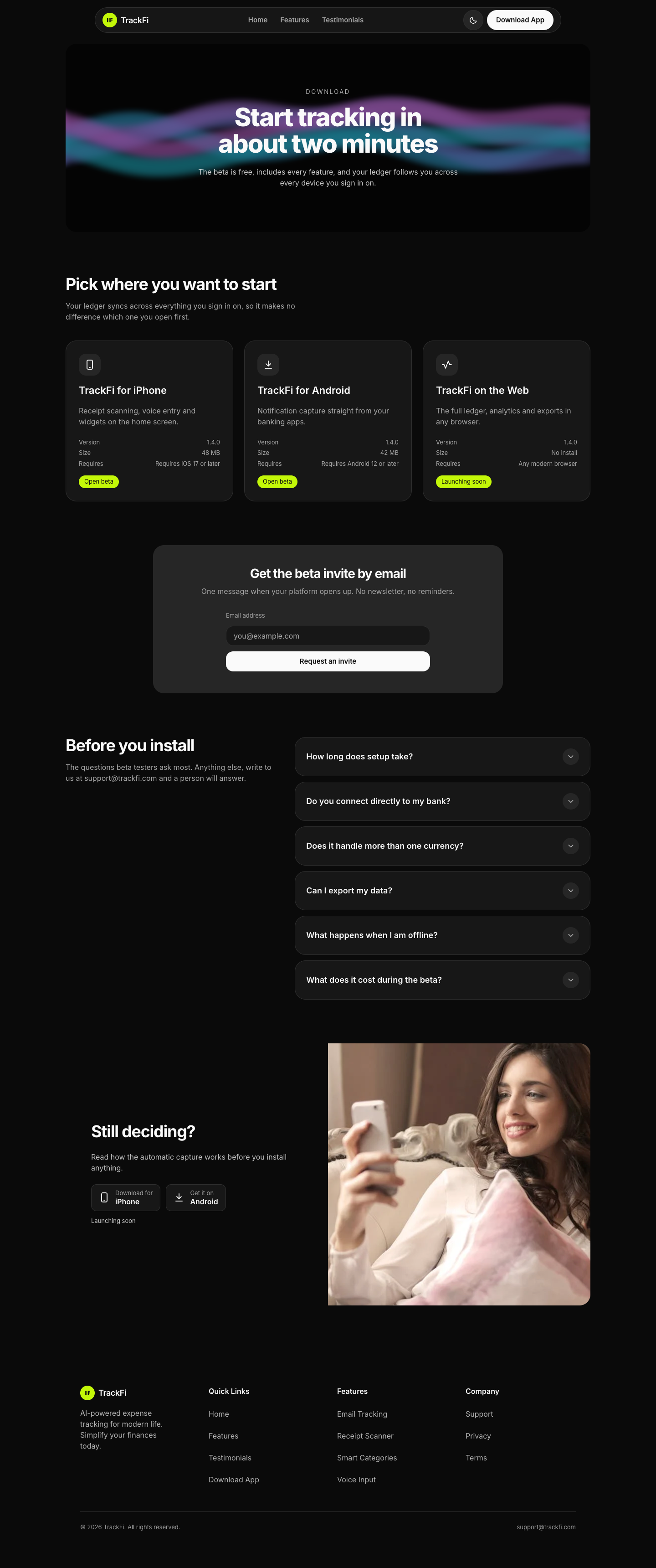 TrackFi website template preview 6