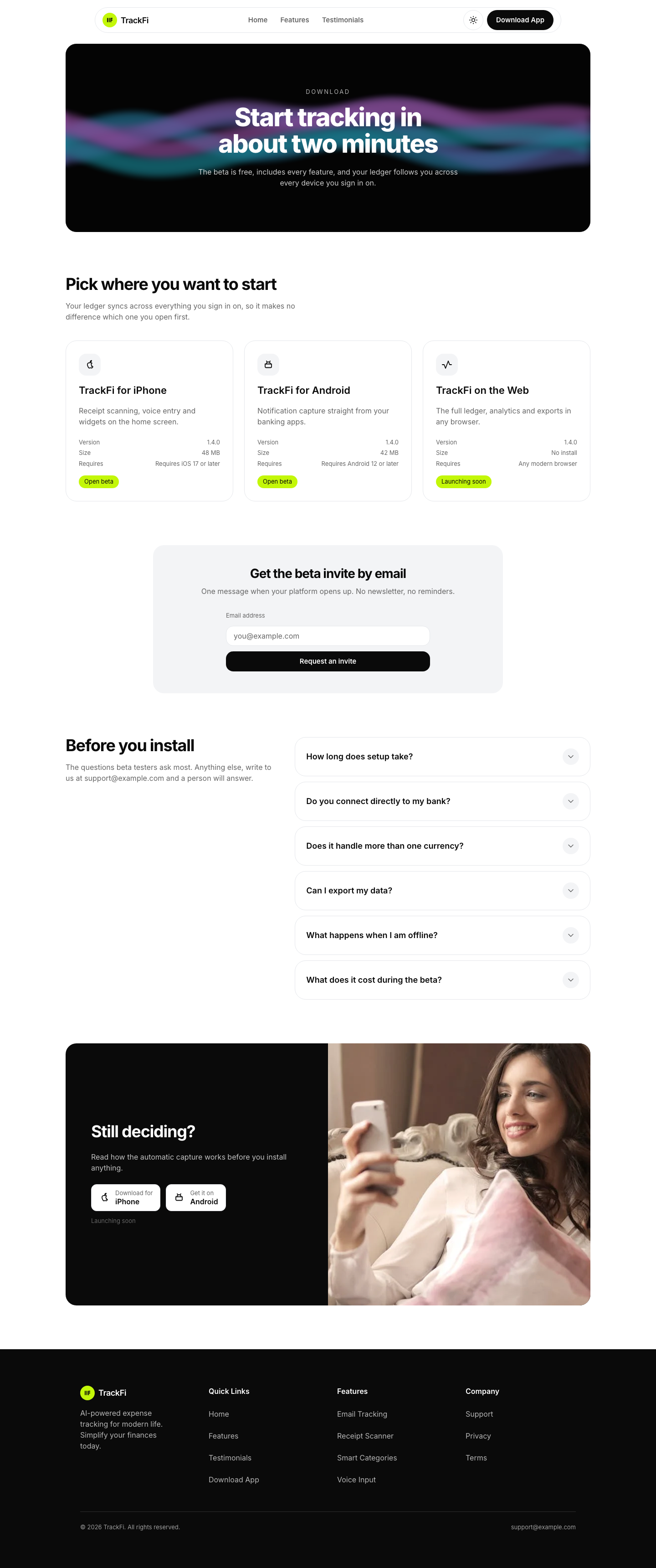 TrackFi website template preview 7