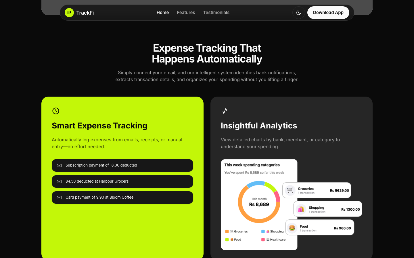TrackFi website template preview 4