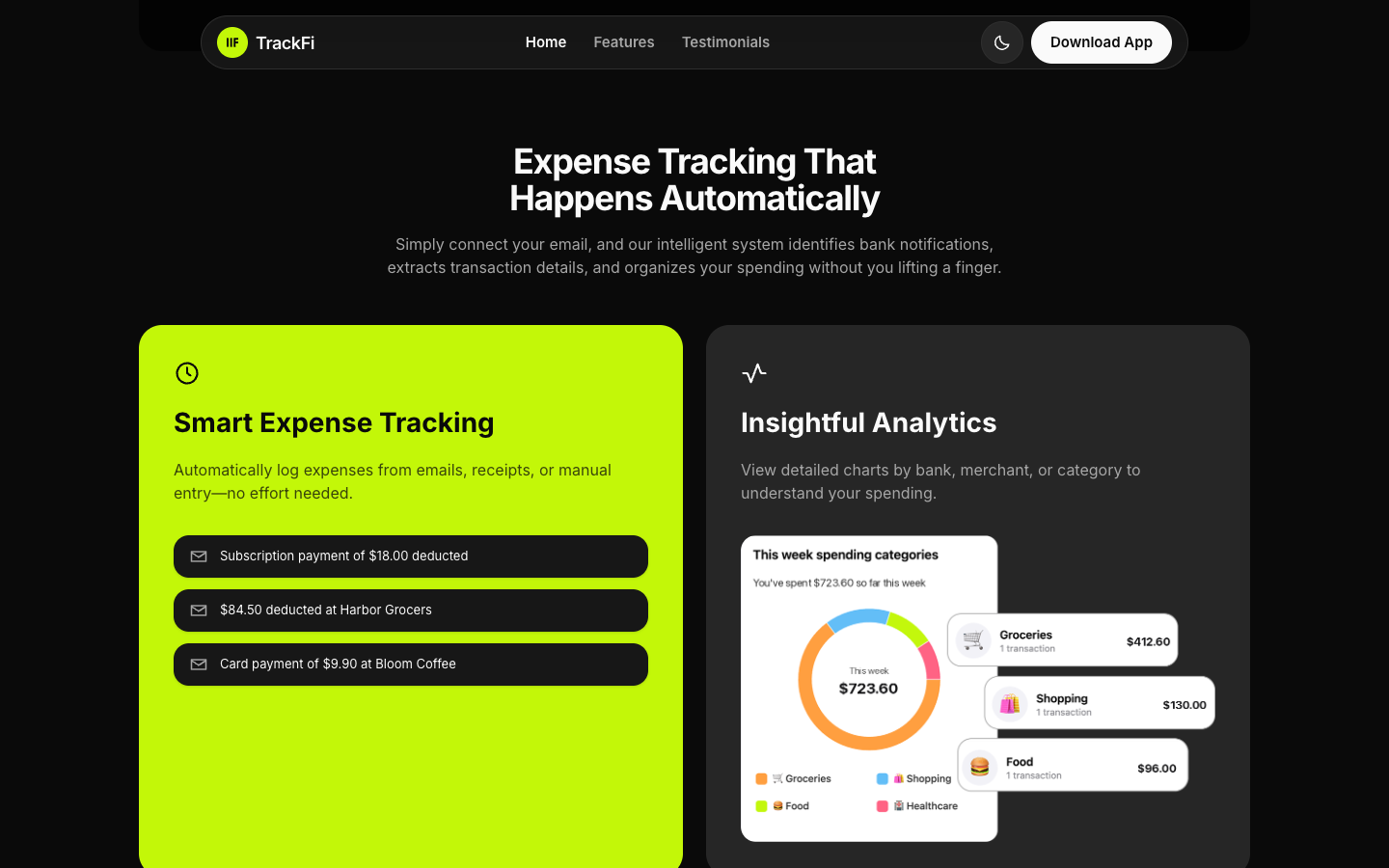 TrackFi website template preview 4