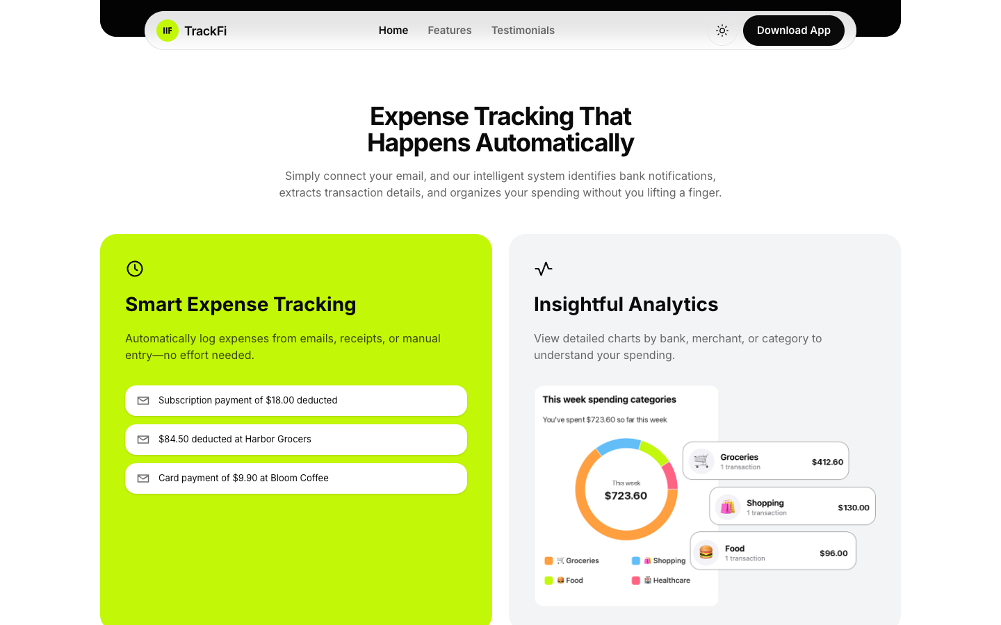 TrackFi website template preview 3