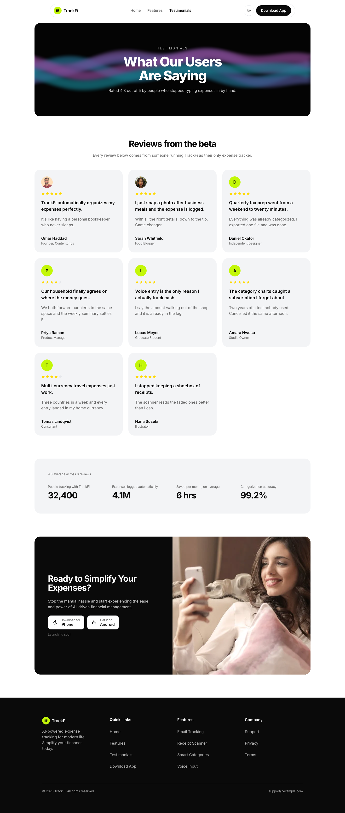 TrackFi website template preview 9
