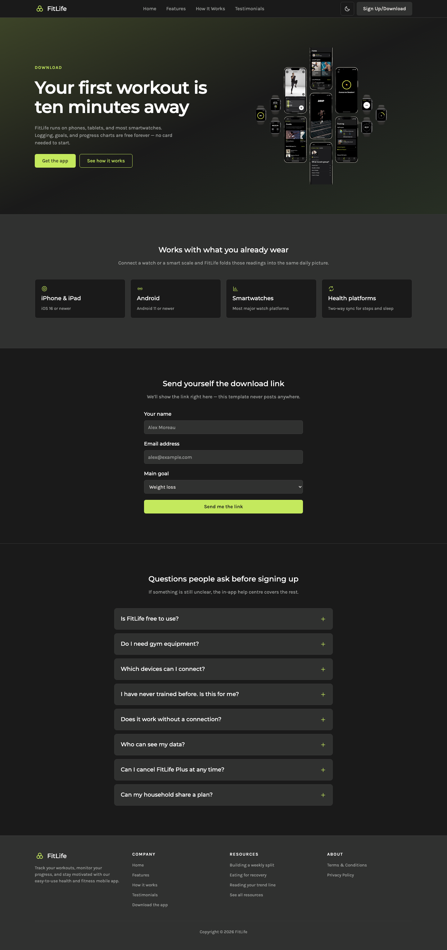 FitLife website template preview 6