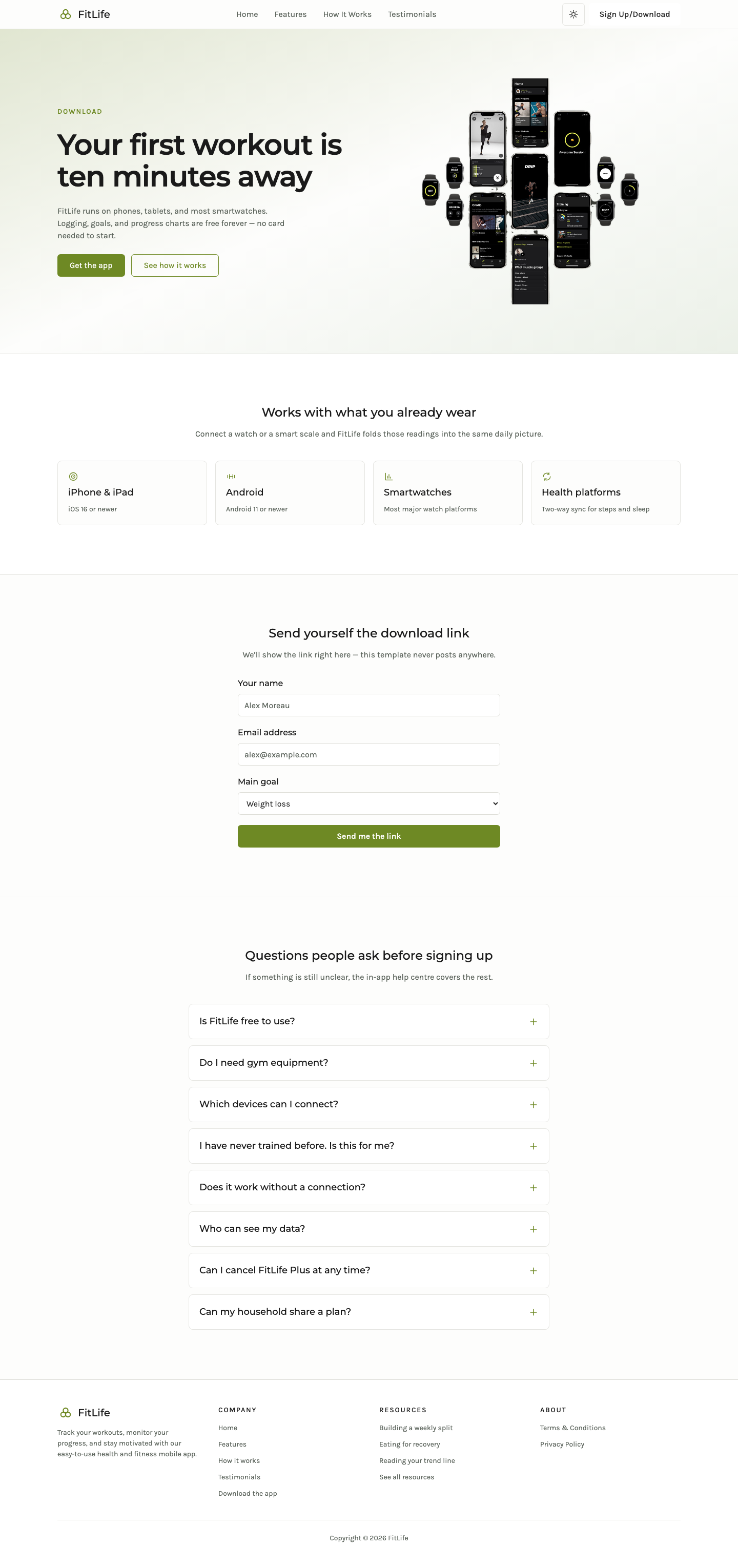 FitLife website template preview 7