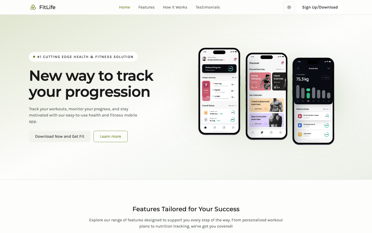 FitLife website template preview