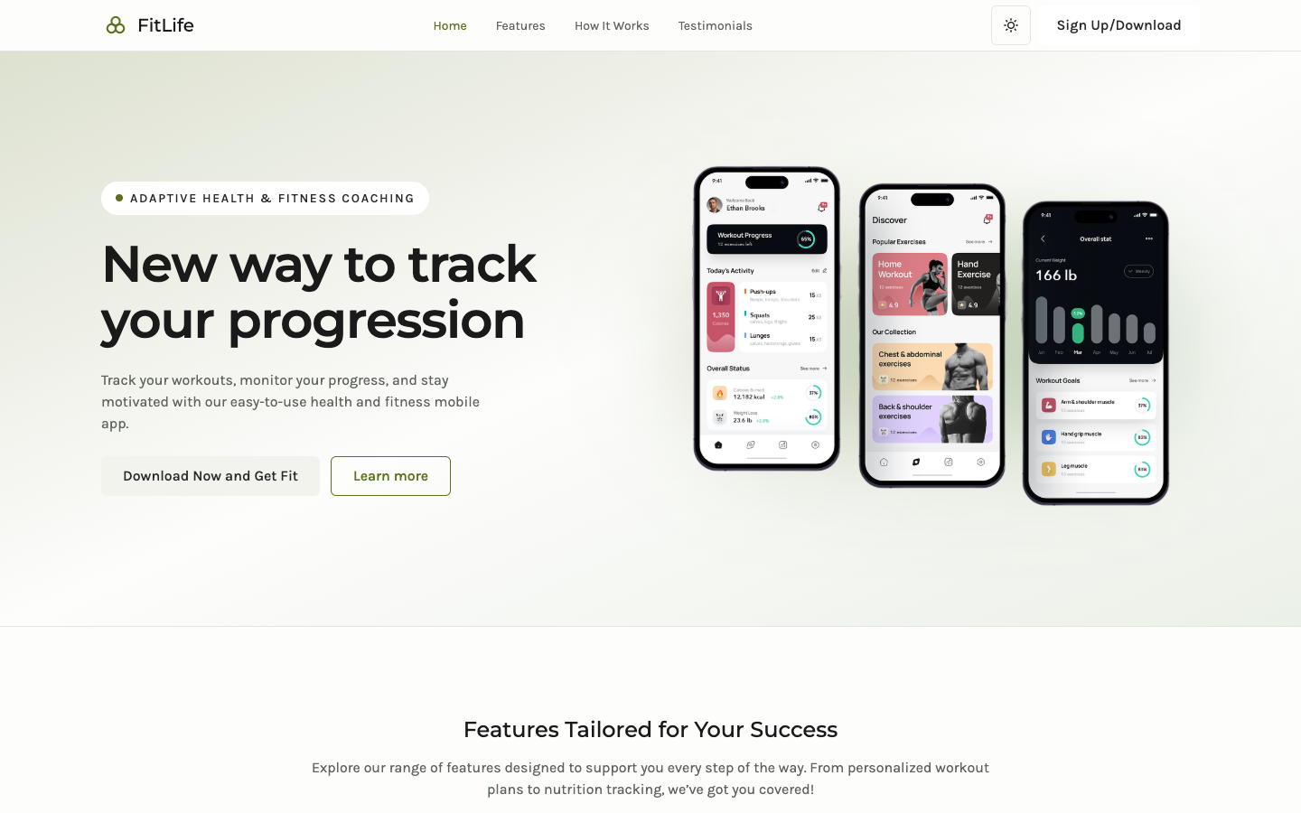 FitLife website template preview