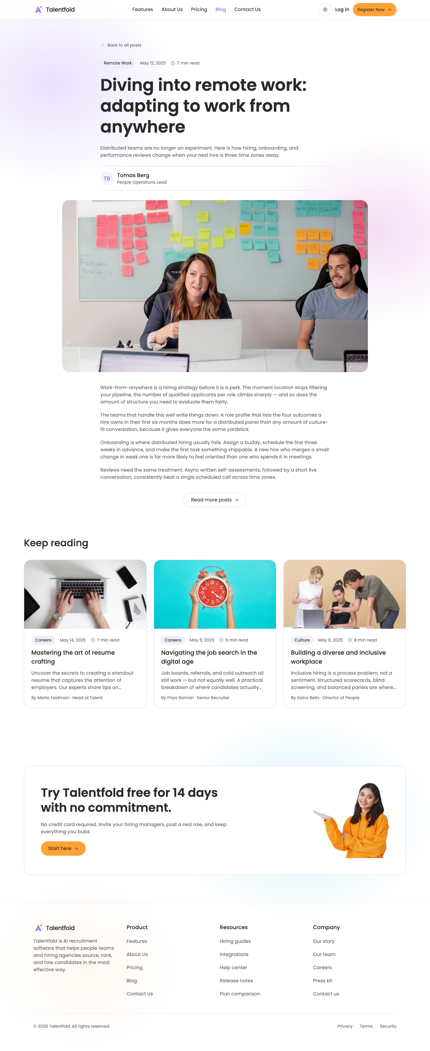 Talentfold website template preview 7