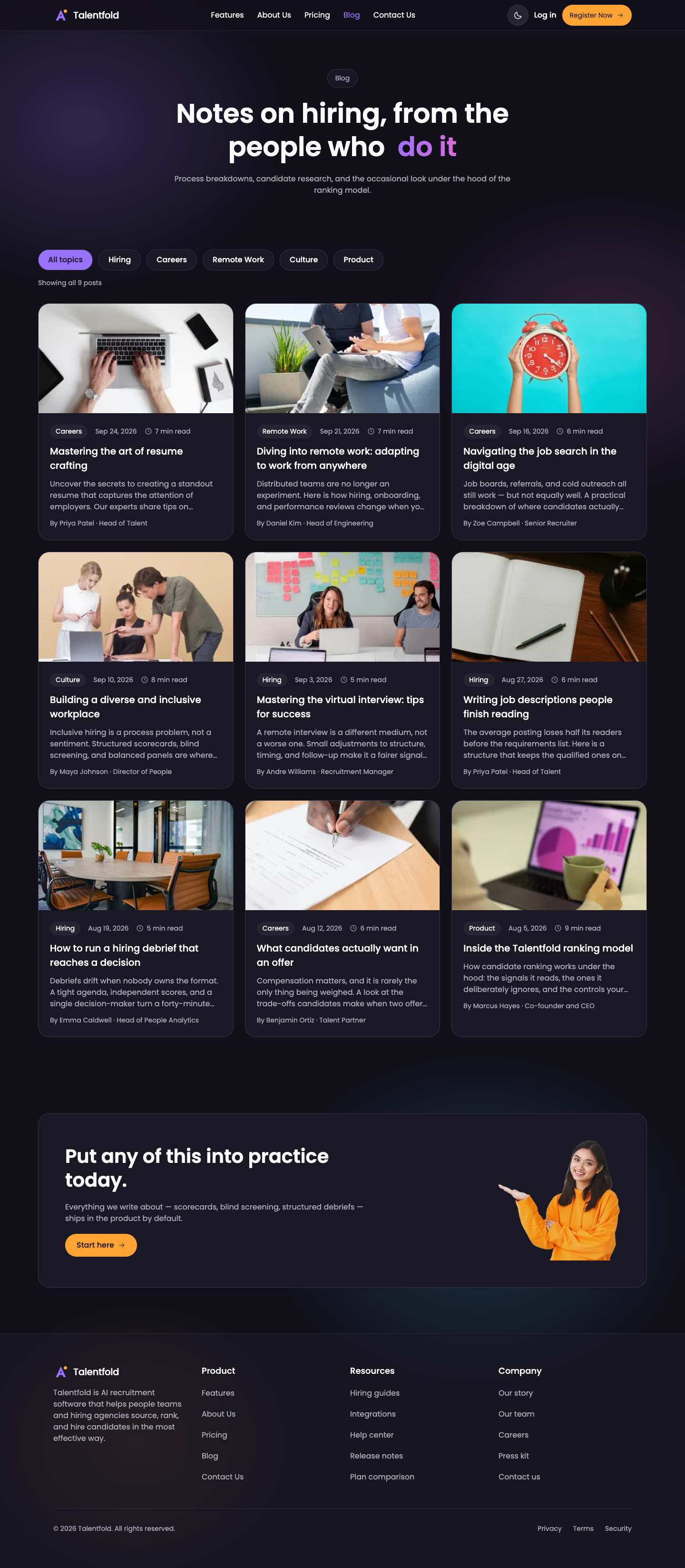 Talentfold website template preview 8
