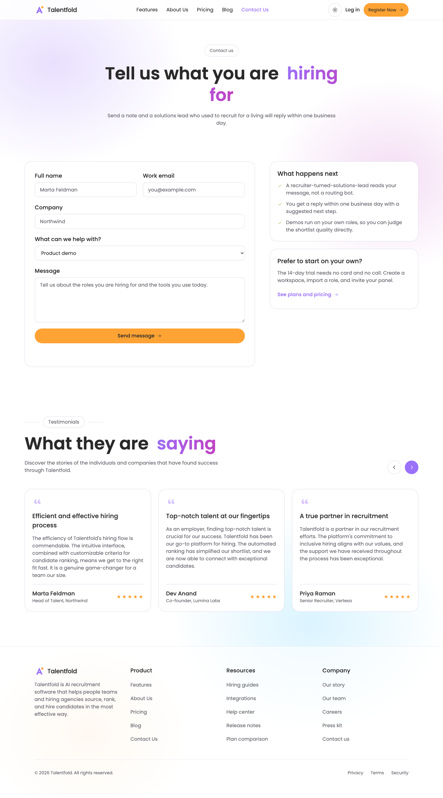 Talentfold website template preview 9