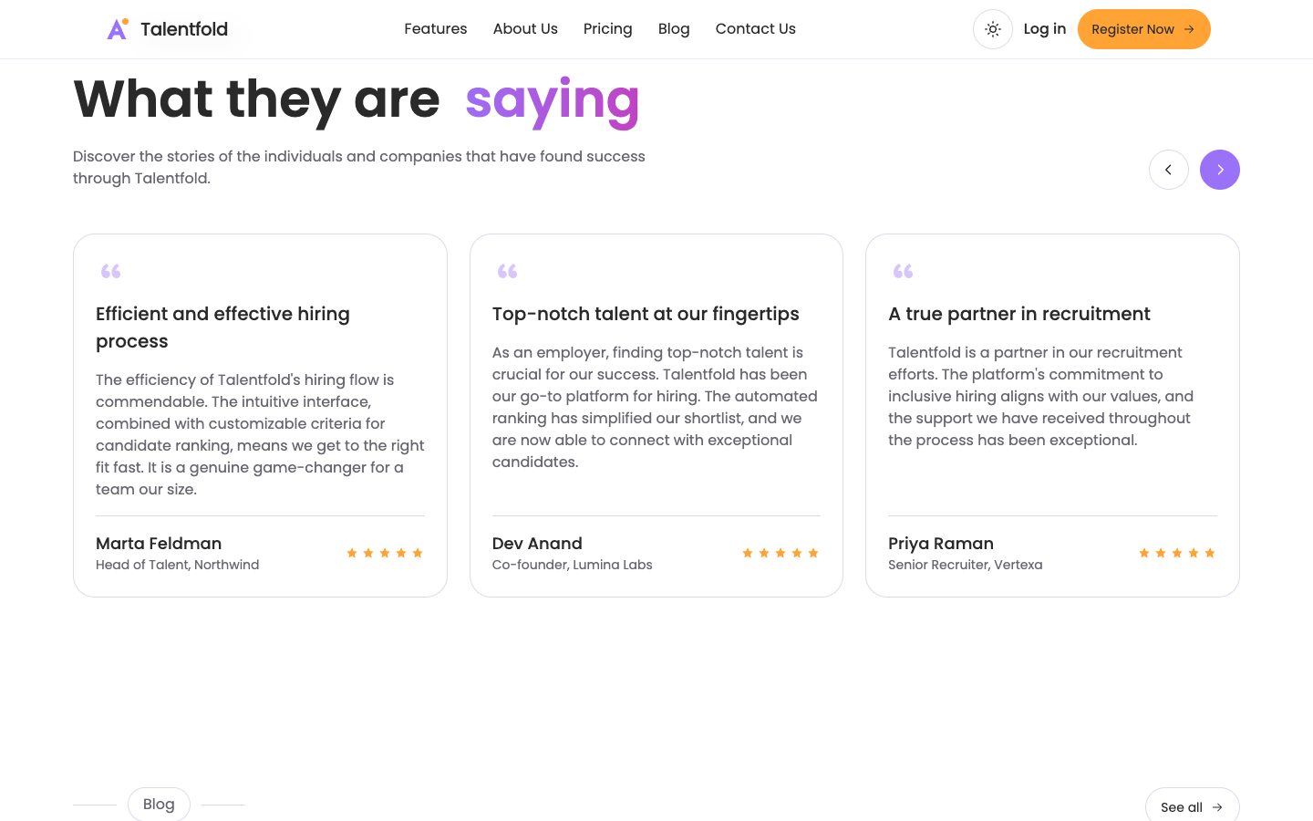 Talentfold website template preview 5