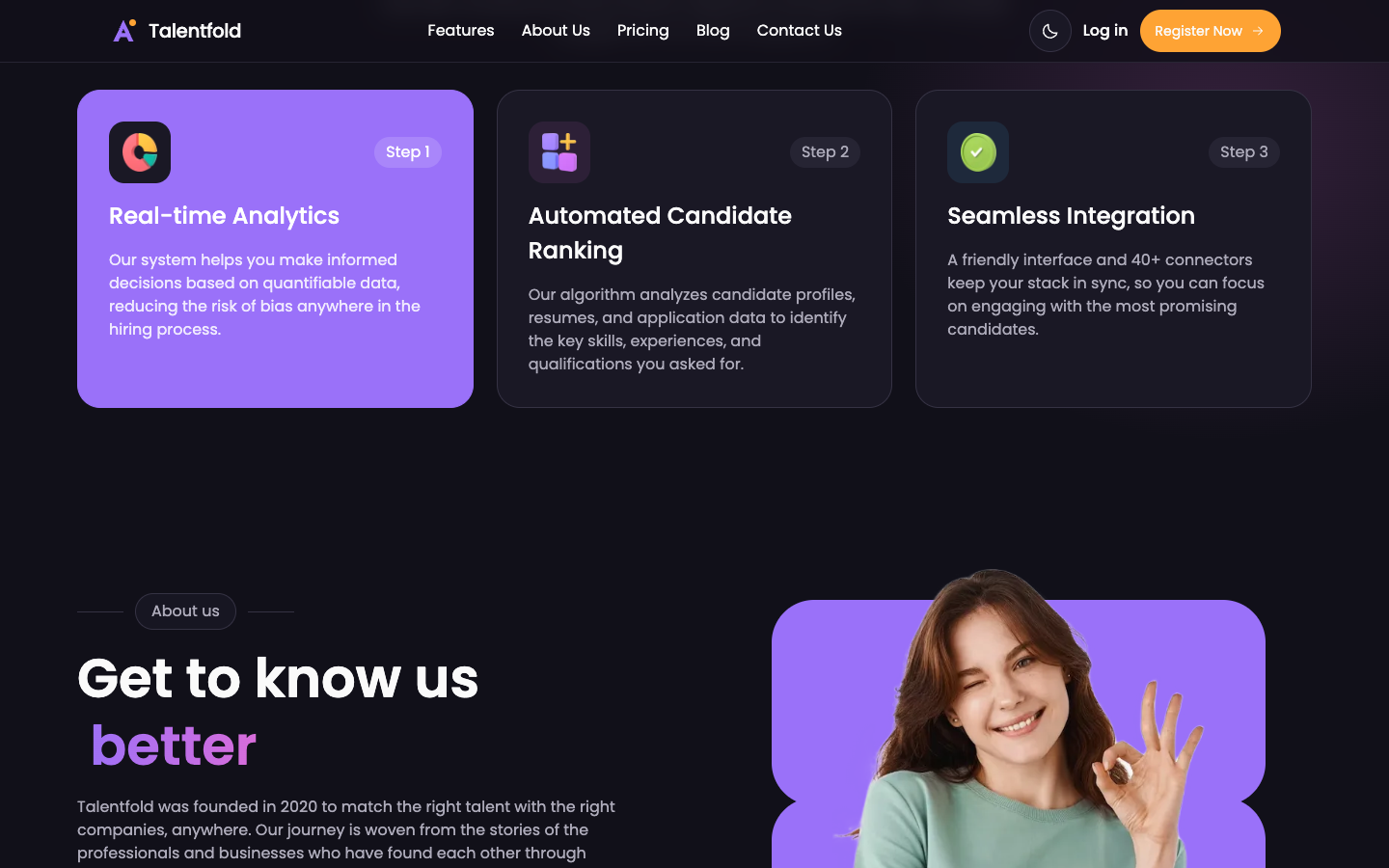 Talentfold website template preview 4