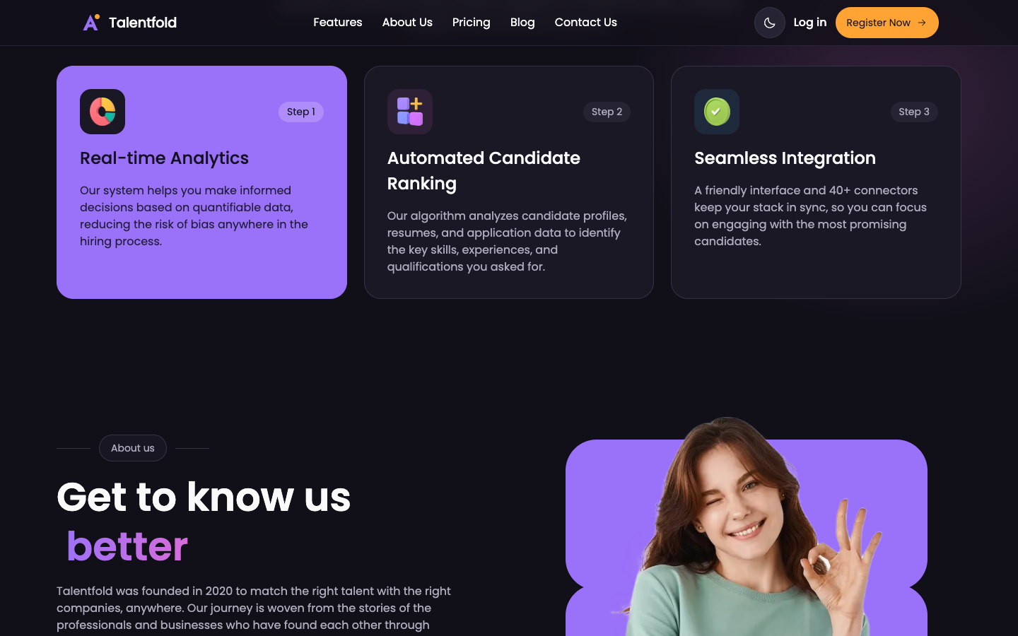 Talentfold website template preview 4