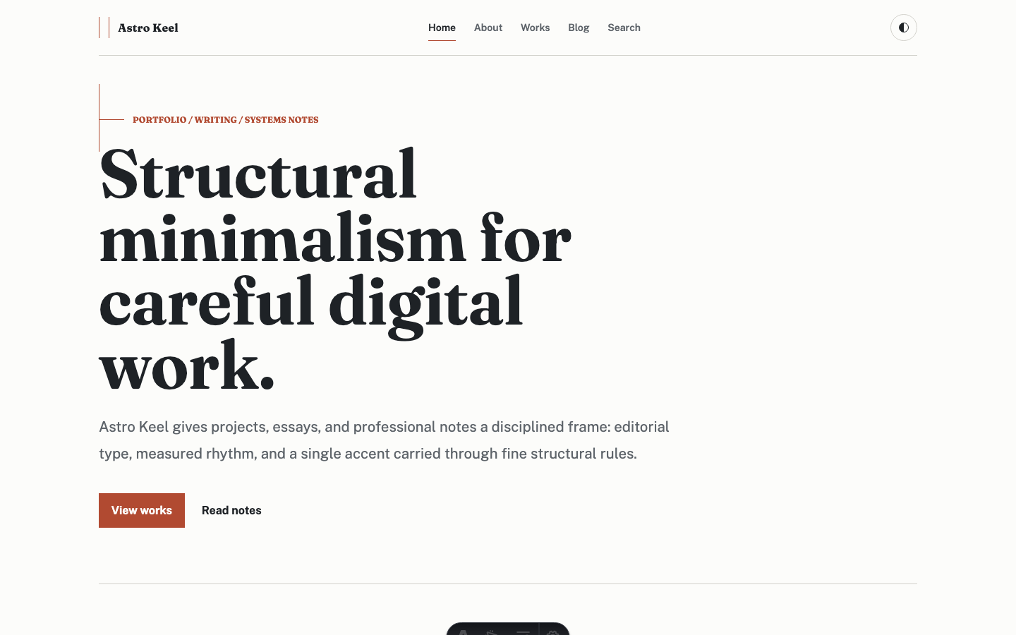 Keel website template preview