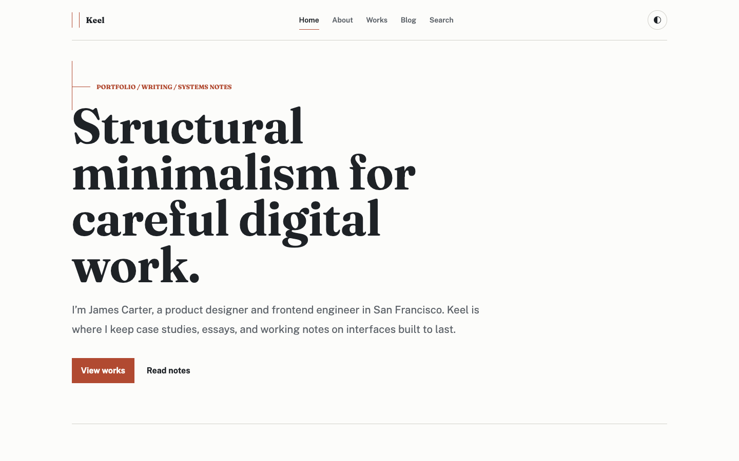Keel website template preview