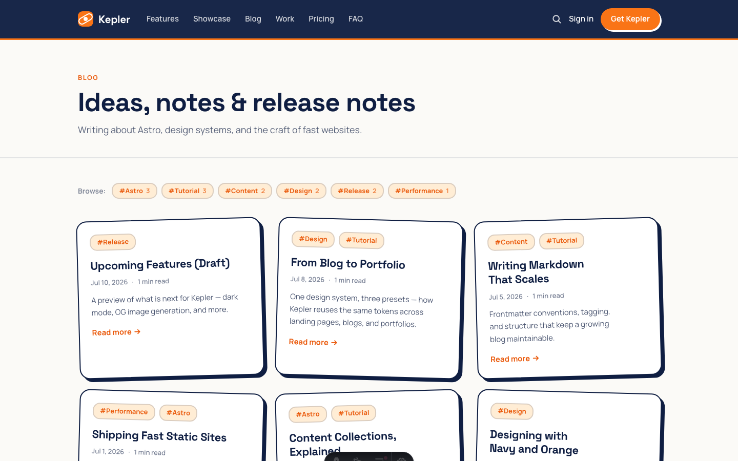 Kepler website template — page 3