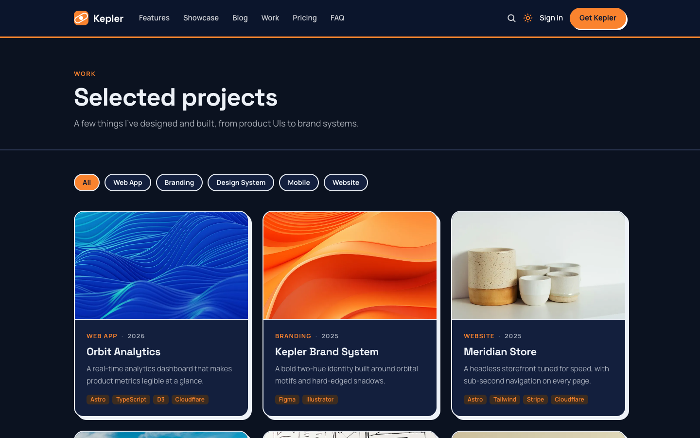 Kepler website template preview 4