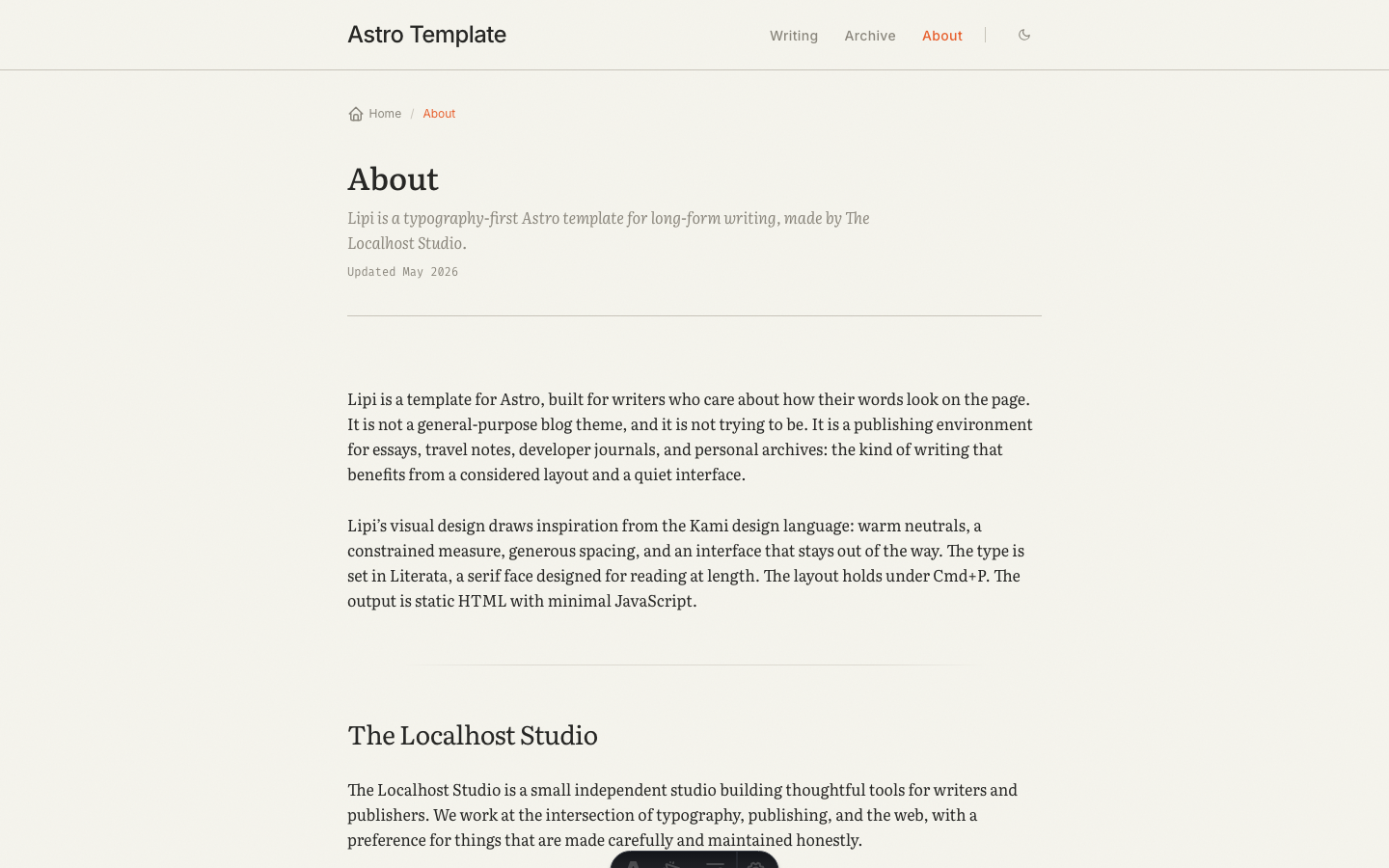 Lipi website template — page 3