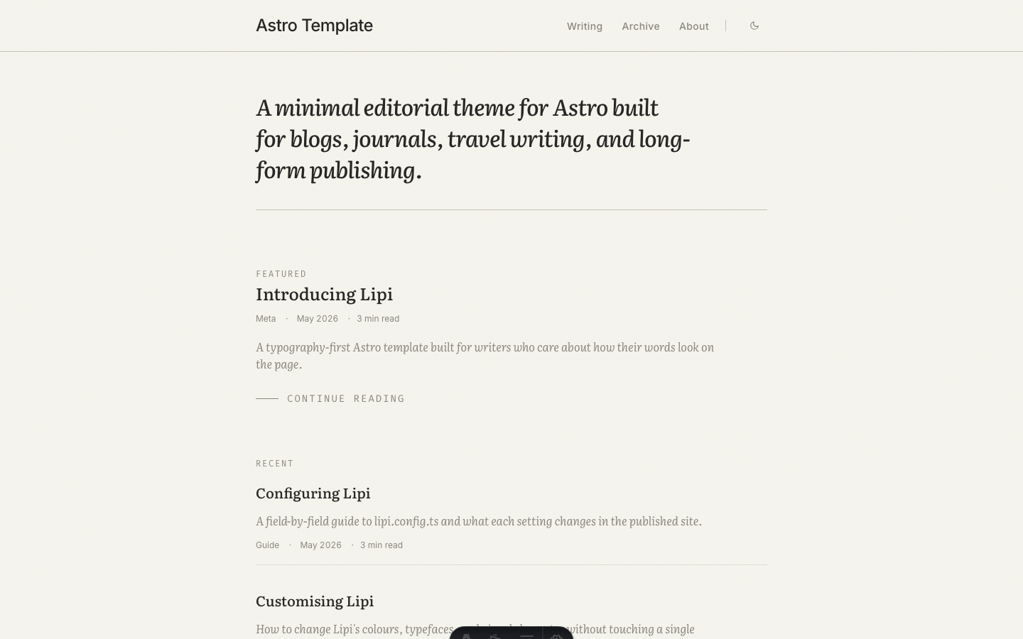 Lipi website template preview