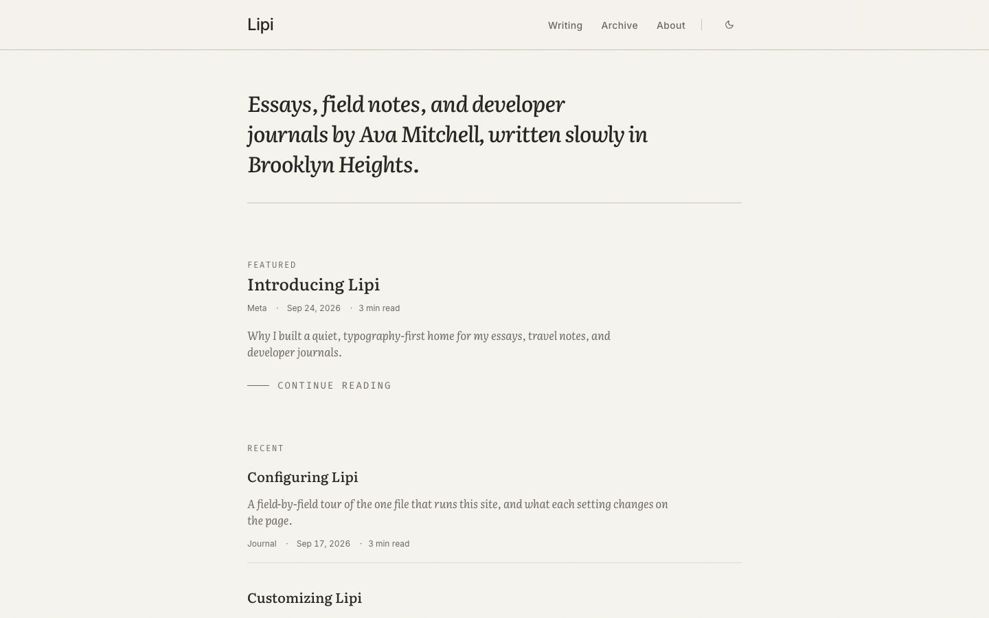 Lipi website template preview