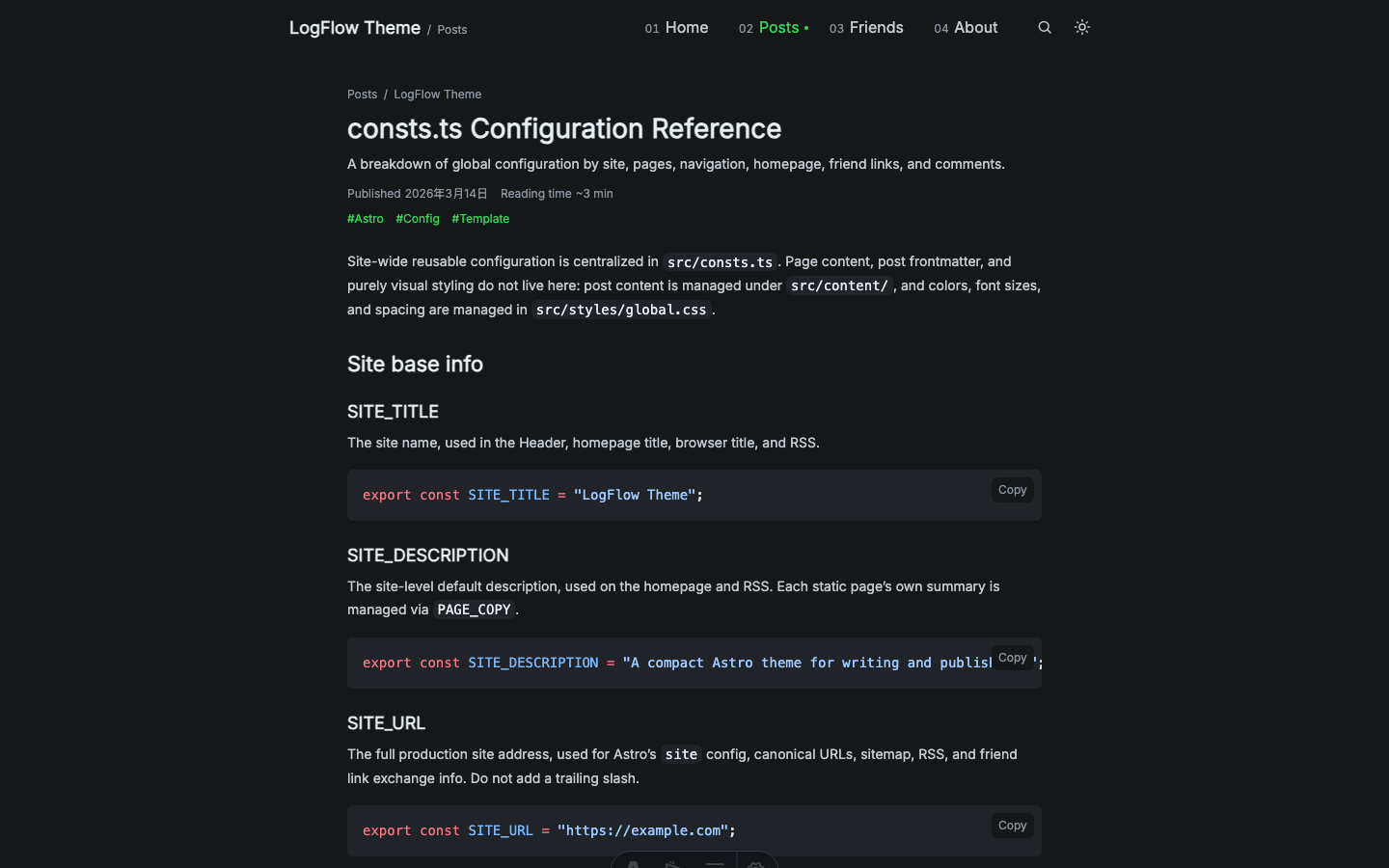 LogFlow website template — page 3