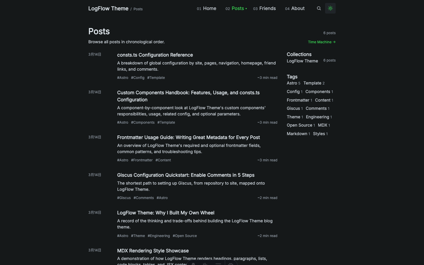 LogFlow website template — page 4