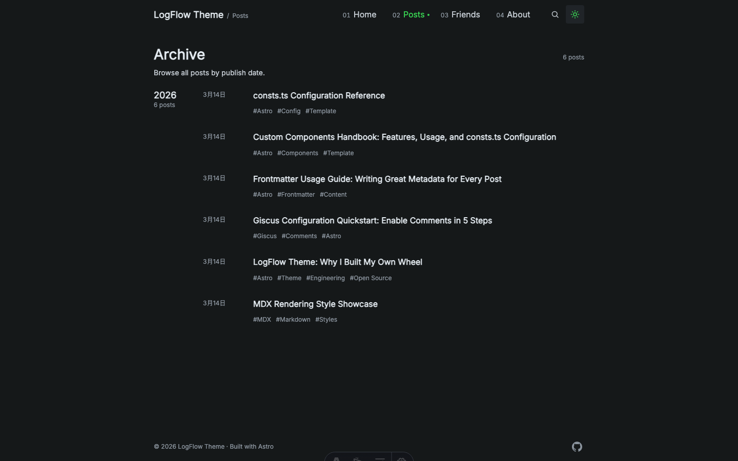 LogFlow website template — page 6
