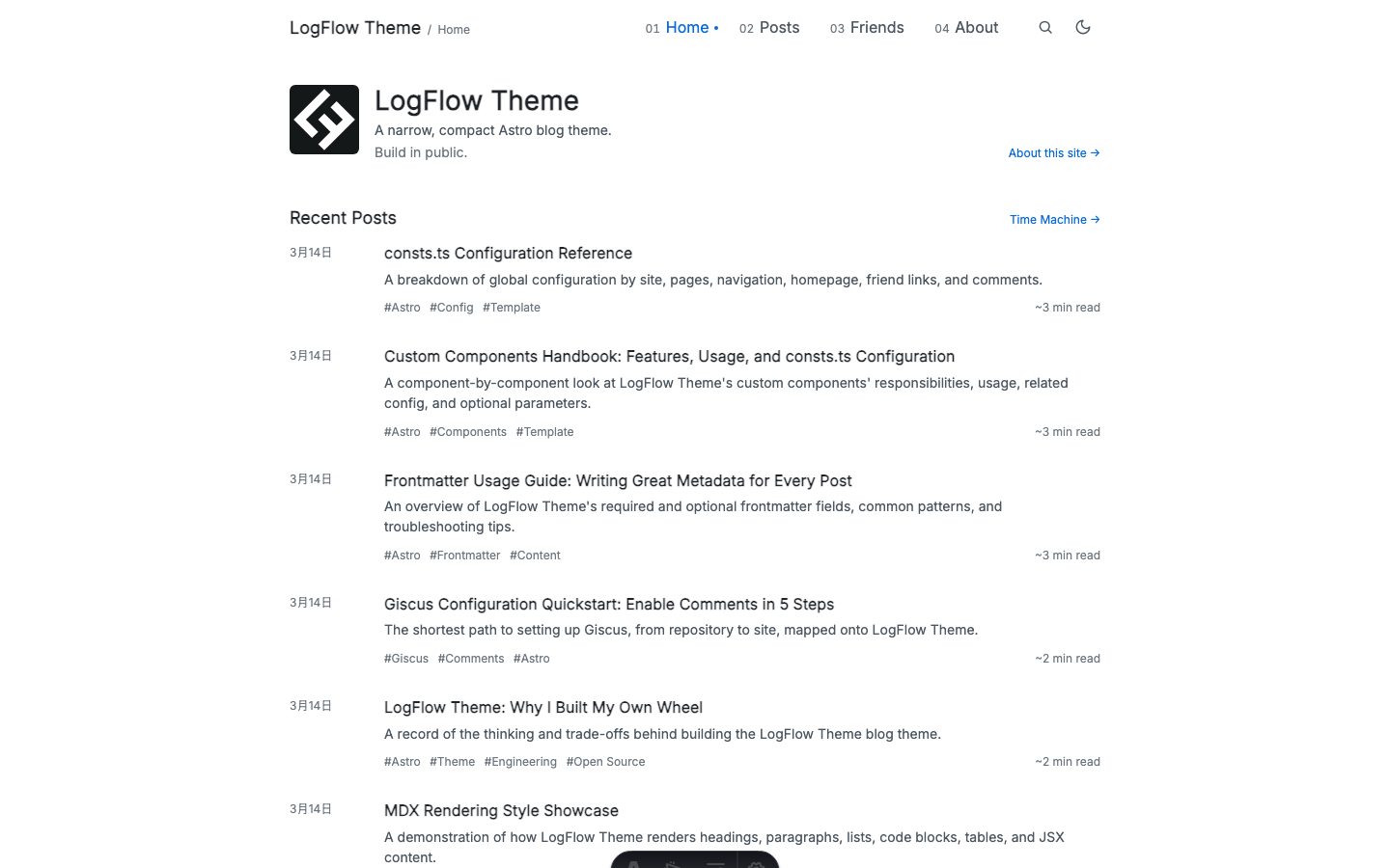 LogFlow website template preview