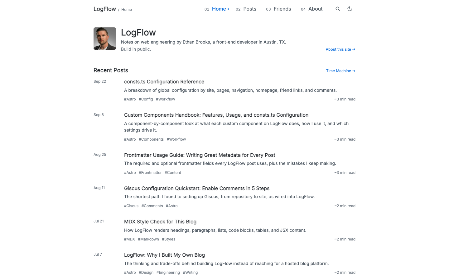 LogFlow website template preview