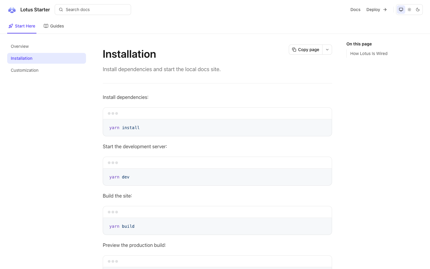 Lotus Docs website template preview 3