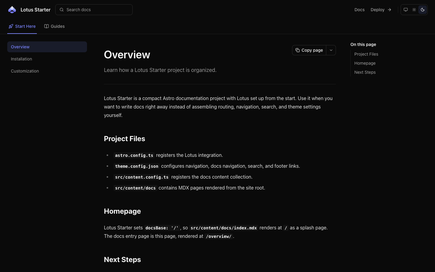 Lotus Docs website template preview 4