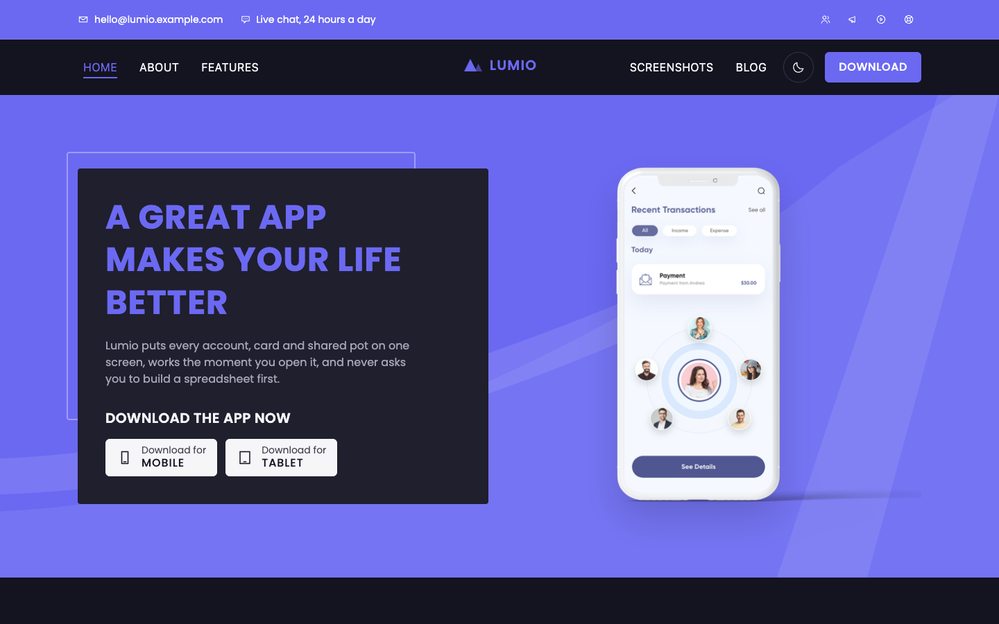 Lumio website template preview 2