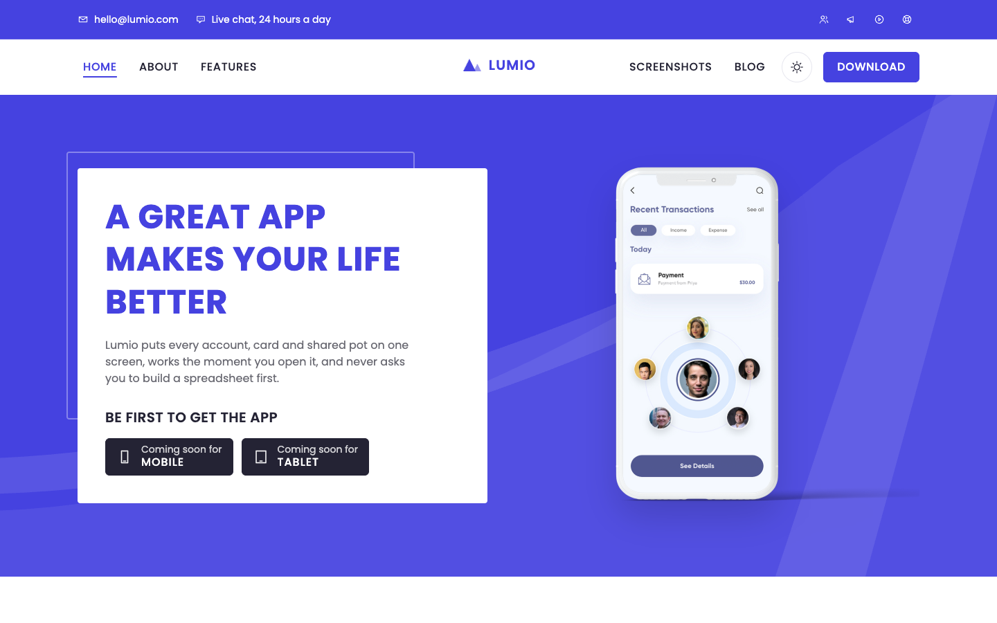 Lumio website template preview