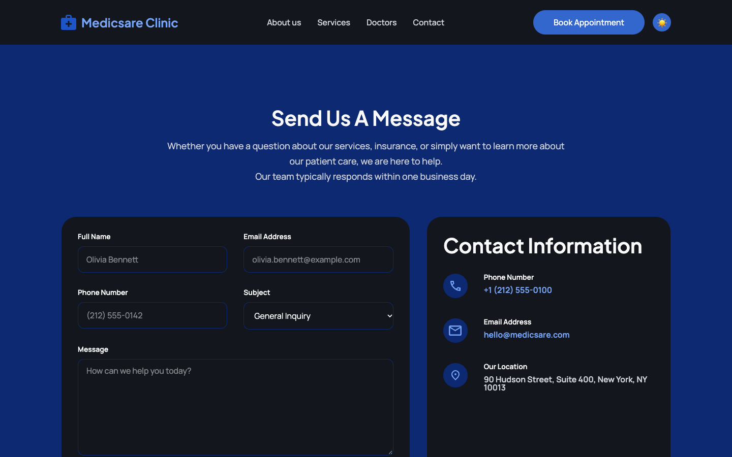 Medicsare website template preview 4
