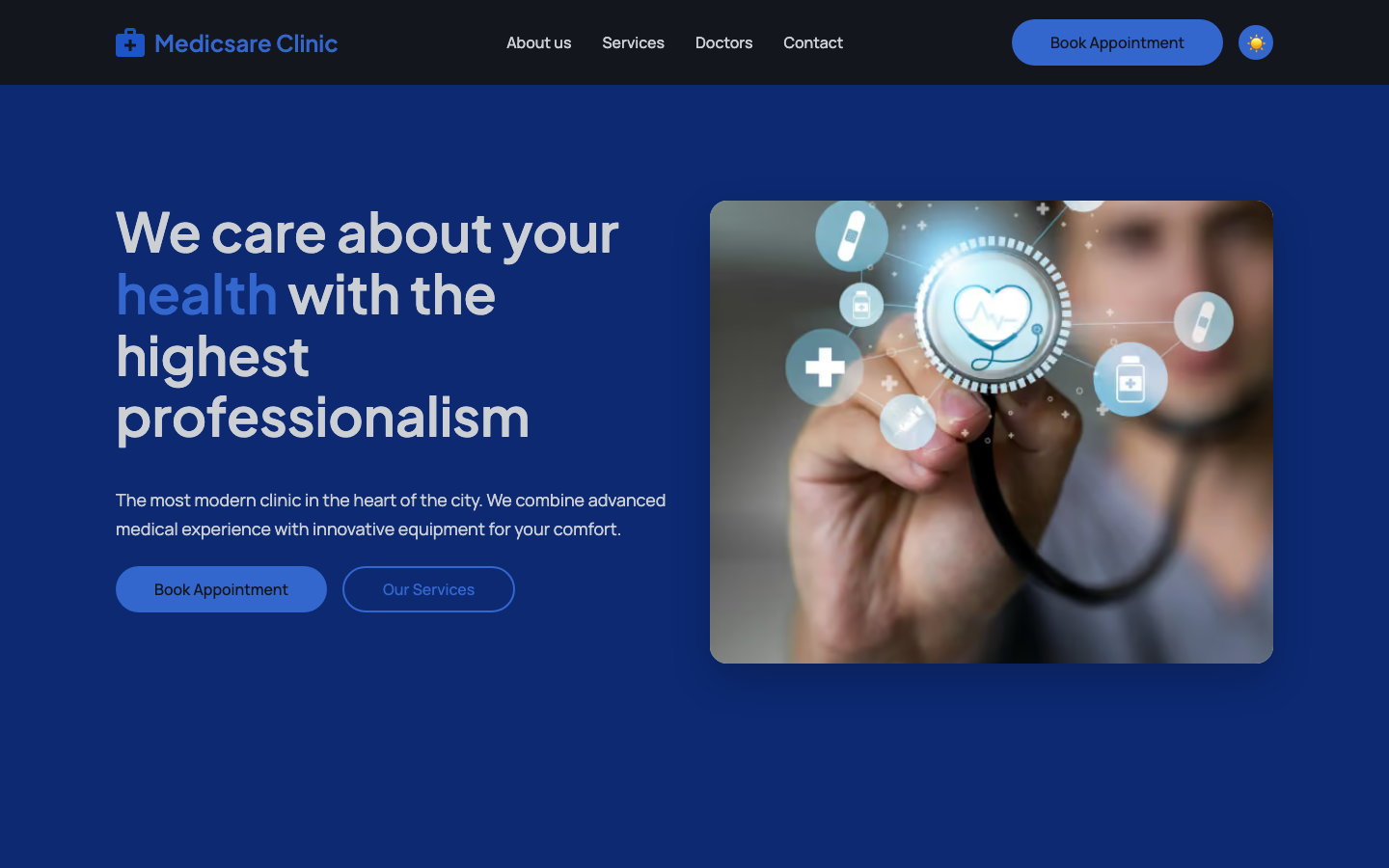 Medicsare website template — page 2