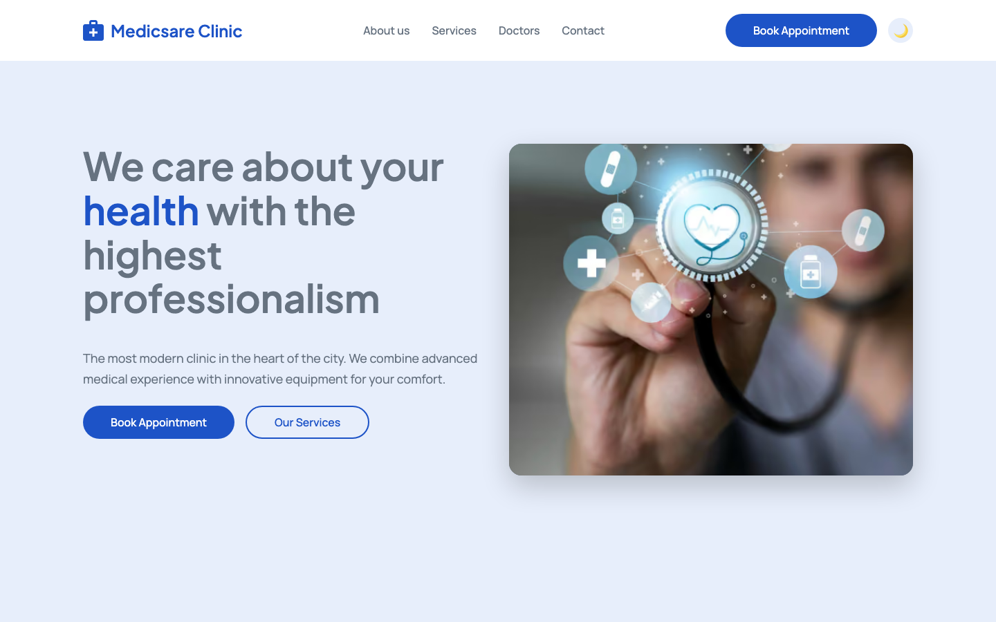 Medicsare website template preview