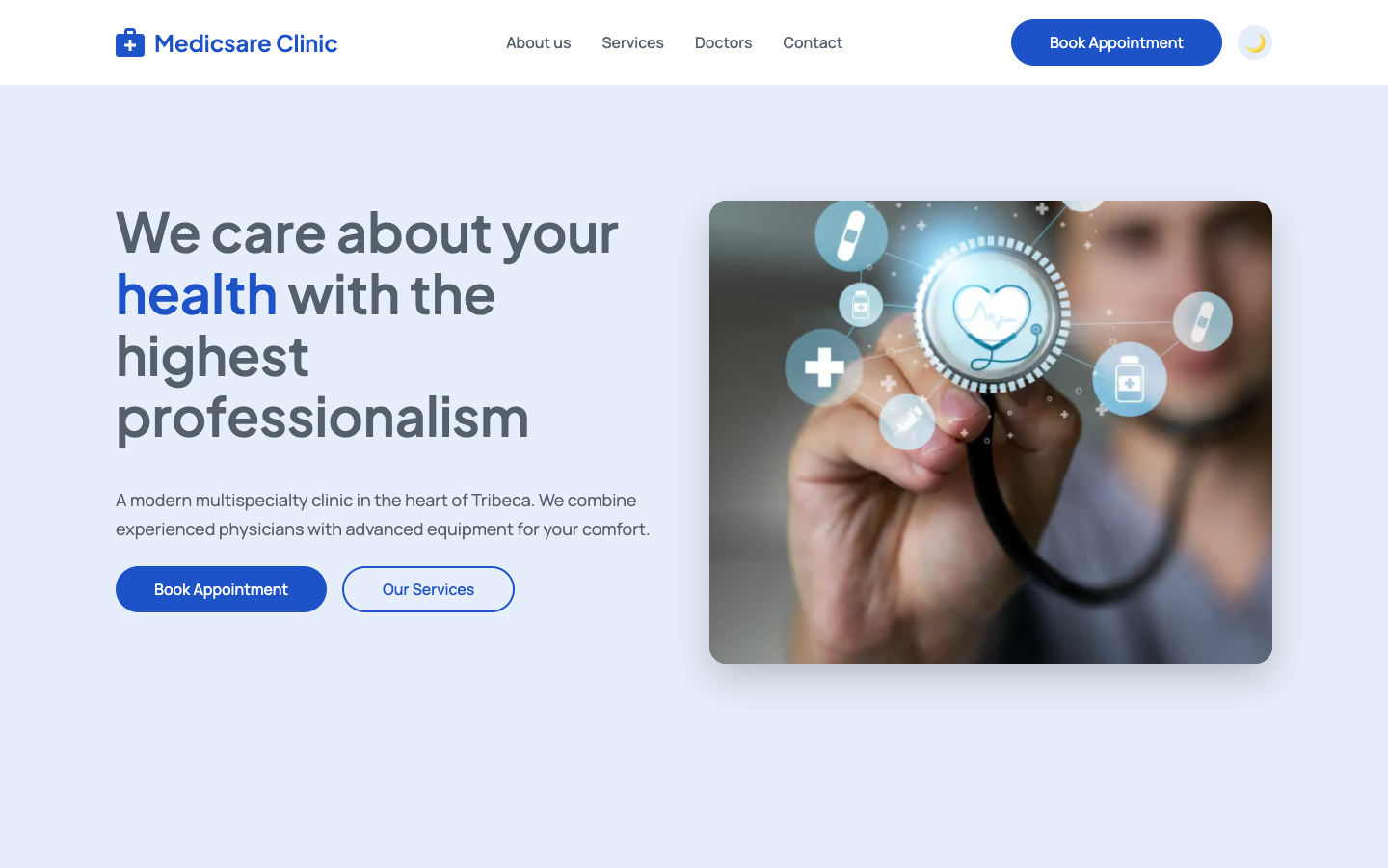 Medicsare website template preview