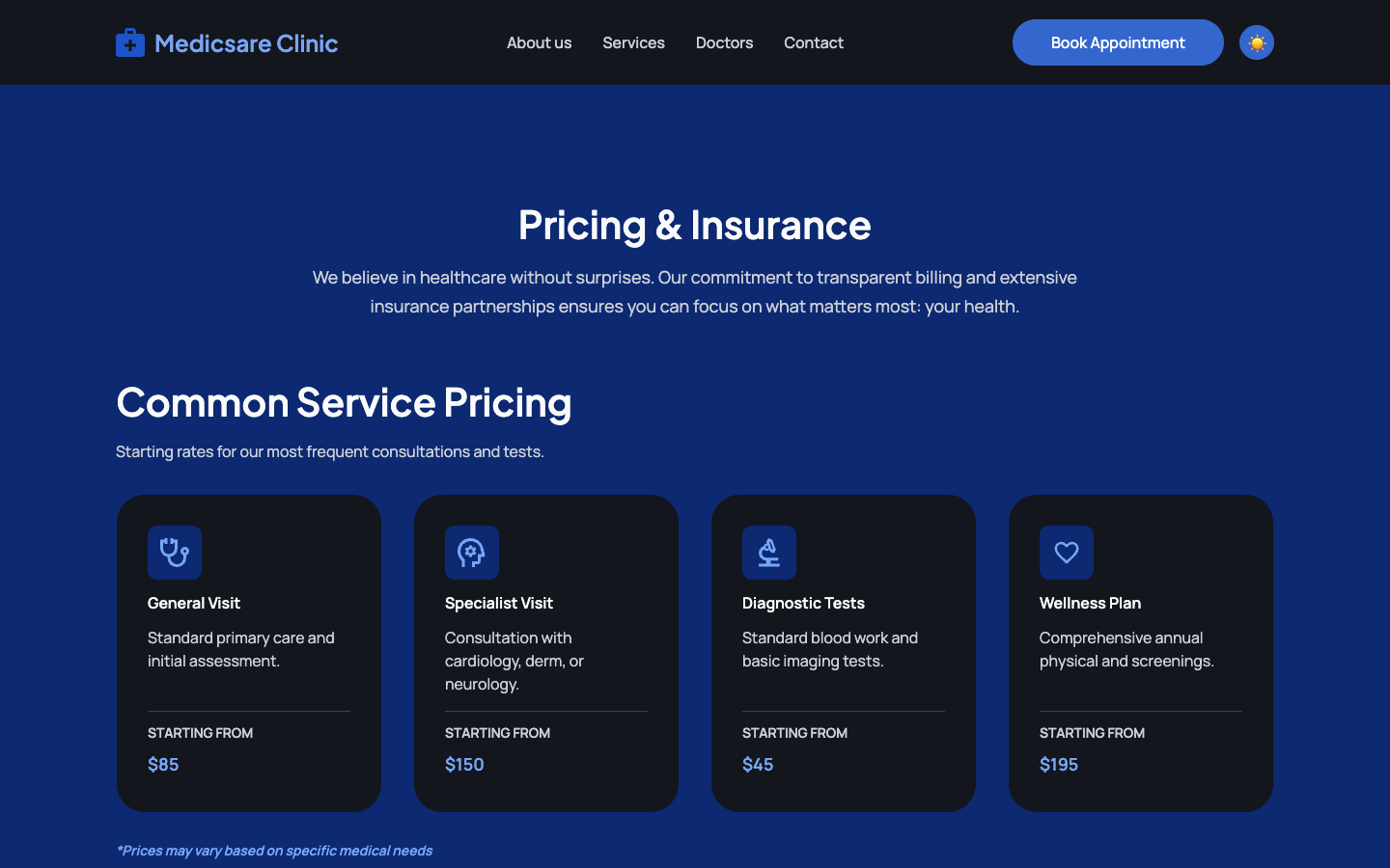 Medicsare website template preview 7